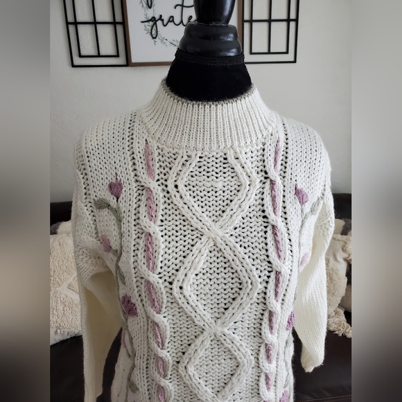 Kimberly Hope NWT Vintage 90's Boho Chic Floral Embroidered Sweater Size M - Picture 3 of 12